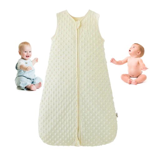 Unisex Baby Swaddle Blanket Convenient 2-Way Zipper Baby Sleeping Bag Suitable for Infant Toddler,Beige,L NO5119
