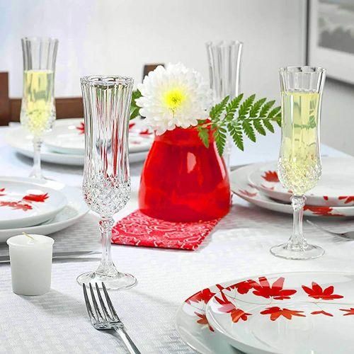 6 Pieces Of Diamond Champaign Flute Wine Glasses- Clear.