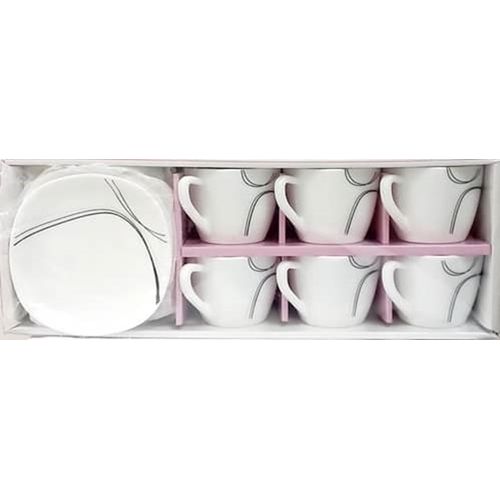 6 Pieces Of Tea Mugs Coffee Cups And 6 Saucers -Black.