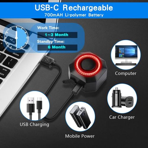 Awapow Alarm Remote Control Bike Anti Theft Alarm Usb Rechargeable 110db Motorcycle Alarm With Bracket