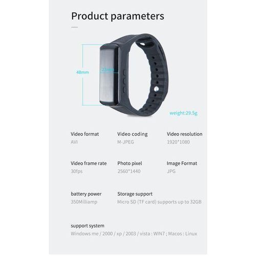1080P Mini Camera Smart Band Camcorder Bracelet Smart Wristband Watch Camera Secret D