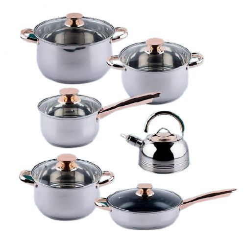 Luxurious 12pcs Stainless Steel Cookware Dishes,Silver