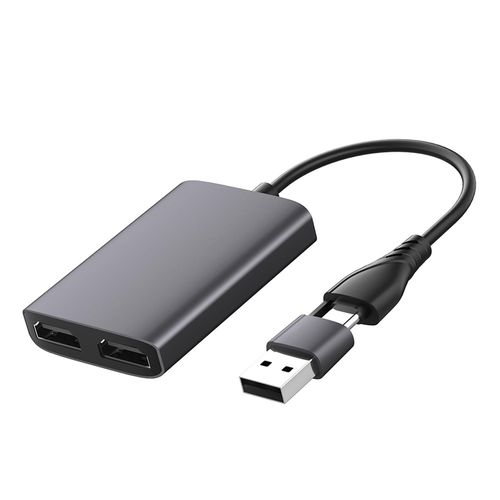 USB C Splitter 2 Monitors Extended Display USB3.0/Type-C to Dual HD Display Splitter Support for Windows 10 and Above,Dark Grey NO5241