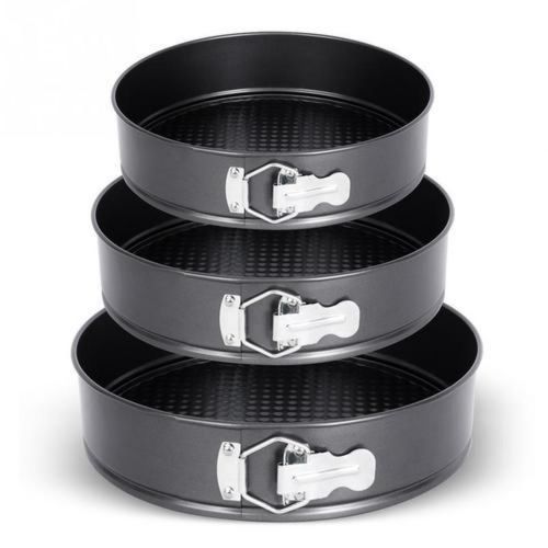 Other A Set Of 3 Round Non-stick Baking Mould Pans- Black
