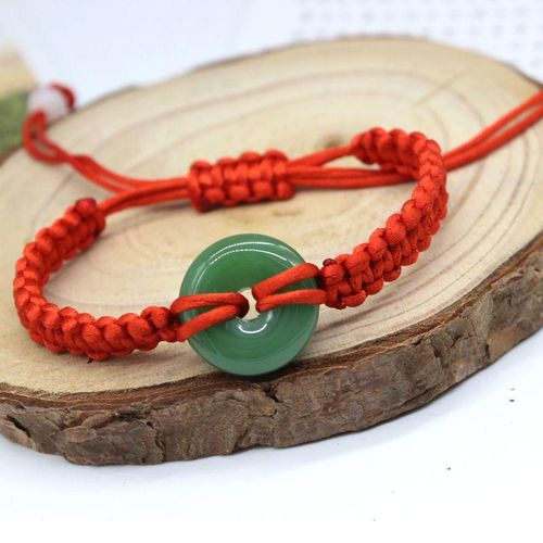 Year of Birth Safety Buckle Bracelet Hand-Woven Red Rope Male and Female Leather Rope Children Student Adult Bracelet Gift