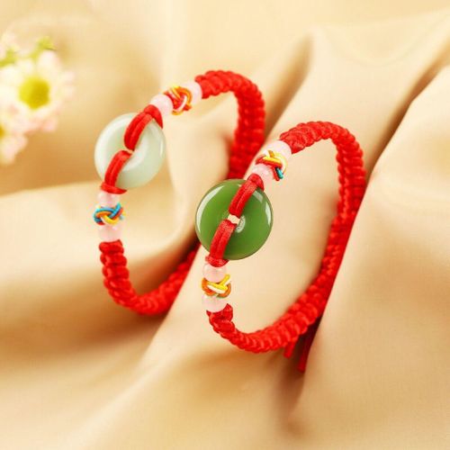 Year of Birth Safety Buckle Bracelet Hand-Woven Red Rope Male and Female Leather Rope Children Student Adult Bracelet Gift