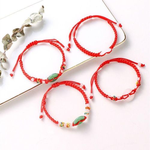 Year of Birth Safety Buckle Bracelet Hand-Woven Red Rope Male and Female Leather Rope Children Student Adult Bracelet Gift