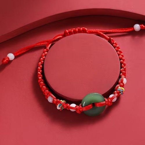 Year of Birth Safety Buckle Bracelet Hand-Woven Red Rope Male and Female Leather Rope Children Student Adult Bracelet Gift