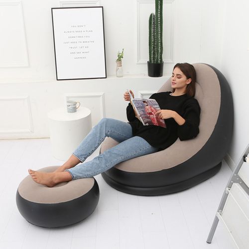 Inflatable Footrest Sofa - Black&Grey