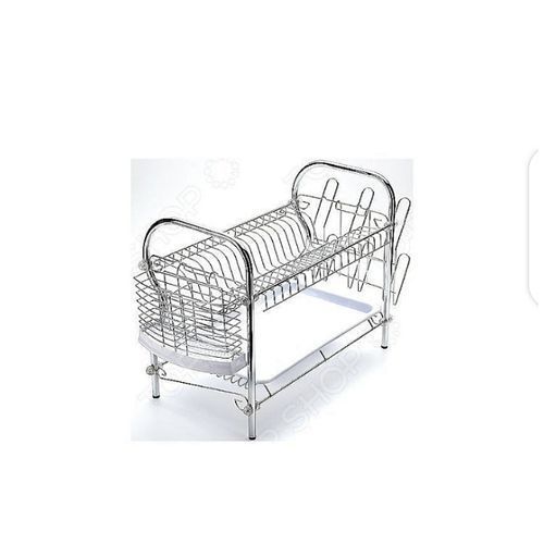 None 2 Layer Dish Rack Drainer For Utensils And Cutlery Silver