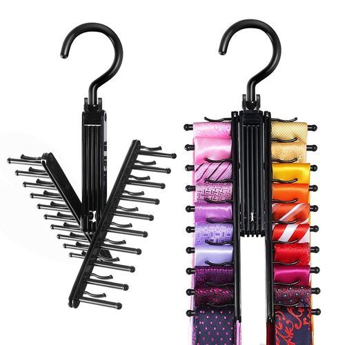Tie Rack Belt Hanger Holder Hook For Closet Organizer Storage, Black.