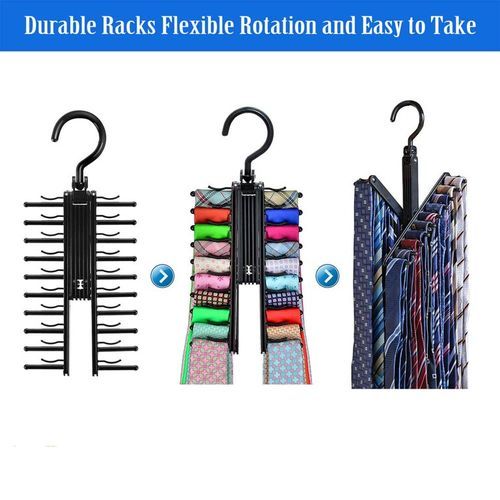 Tie Rack Belt Hanger Holder Hook For Closet Organizer Storage, Black.
