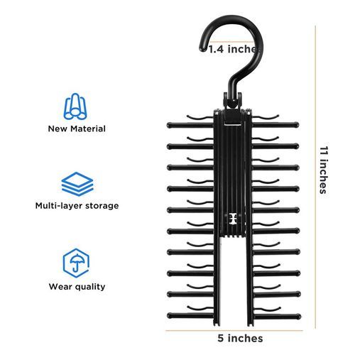 Tie Rack Belt Hanger Holder Hook For Closet Organizer Storage, Black.