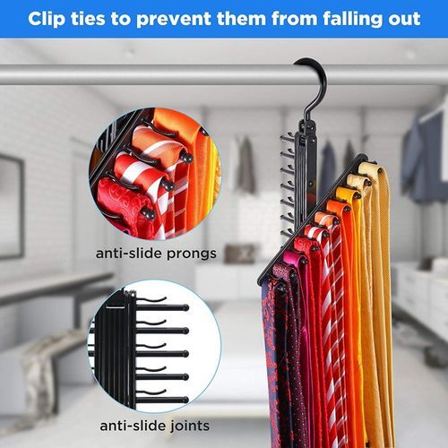 Tie Rack Belt Hanger Holder Hook For Closet Organizer Storage, Black.