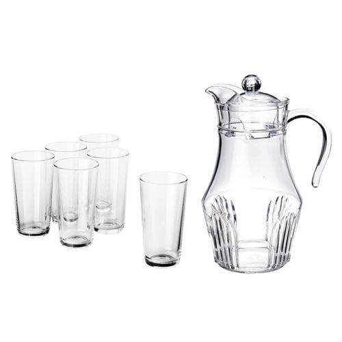 6 Drinking Classic Glasses  Plus 1 Glass Jug-Transparent