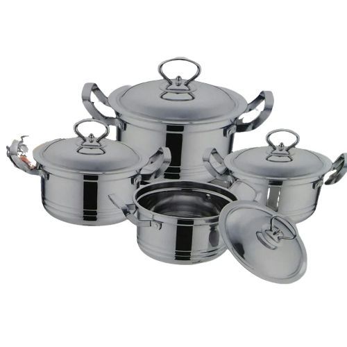 8 Piece Stainless Steel Saucepans Cookware Pots- Multi-Colour.