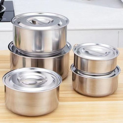 Frying Pan + Covered Bowl 5pcs - Silver