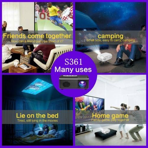 S361 80 lumens 320 x 240 Pixel Portable Mini Projector, Support 1080P, UK PlugBlack
