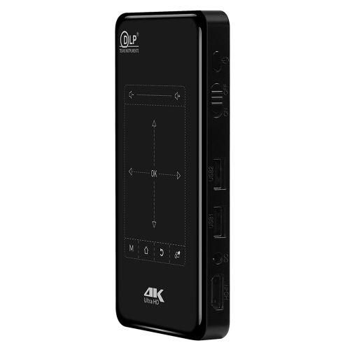 P09 Portable 4K Ultra HD DLP Mini Smart Projector with Infrared Remote Control, Amlogic S905X 4Core A53 up to 1.5GHz Android 6.0, 1GB8GB, Support 2.4G5G WiFi, Bluetooth, TF Card Black