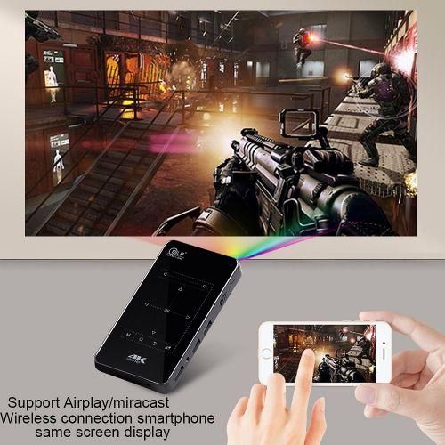 P09 Portable 4K Ultra HD DLP Mini Smart Projector with Infrared Remote Control, Amlogic S905X 4Core A53 up to 1.5GHz Android 6.0, 1GB8GB, Support 2.4G5G WiFi, Bluetooth, TF Card Black