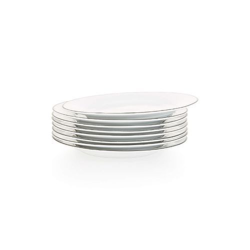 6 Pieces Of Black Line Side Plates, White.