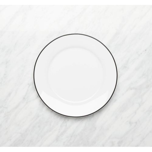 6 Pieces Of Black Line Side Plates, White.
