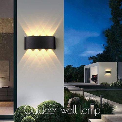 8 LEDs 8W Wall Lamp Warm Light LED Balcony Garden Stairs Background Wall Lamp - Black