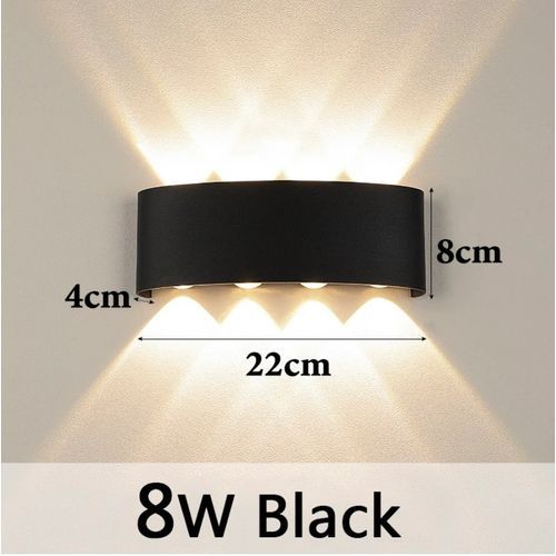 8 LEDs 8W Wall Lamp Warm Light LED Balcony Garden Stairs Background Wall Lamp - Black