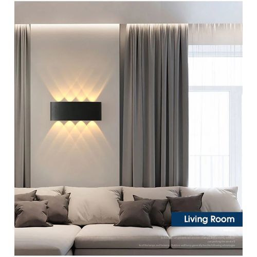 8 LEDs 8W Wall Lamp Warm Light LED Balcony Garden Stairs Background Wall Lamp - Black