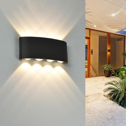 8 LEDs 8W Wall Lamp Warm Light LED Balcony Garden Stairs Background Wall Lamp - Black