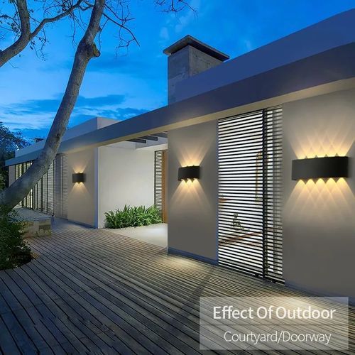 8 LEDs 8W Wall Lamp Warm Light LED Balcony Garden Stairs Background Wall Lamp - Black