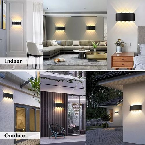 8 LEDs 8W Wall Lamp Warm Light LED Balcony Garden Stairs Background Wall Lamp - Black