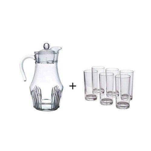 Yiwu Set Of 6pc Glasses With Water Jag  - Clear