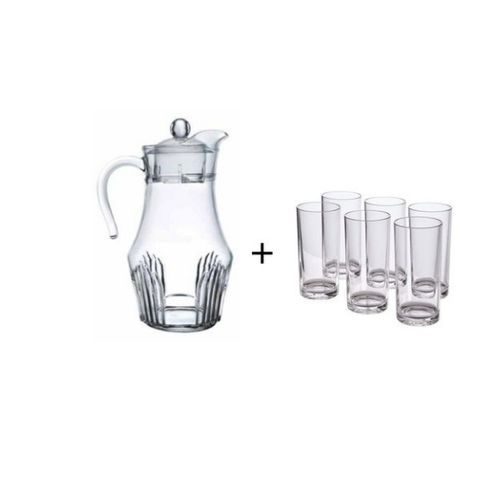 Yiwu Set Of 6pc Glasses With Water Jag  - Clear