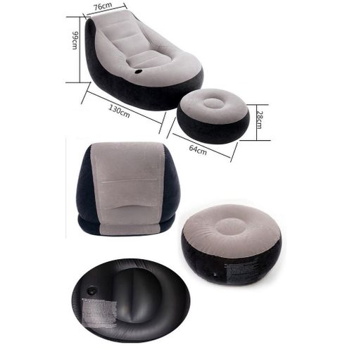 Beanless Bean Bag 2 Inflatable Empire Chair - Grey, Black