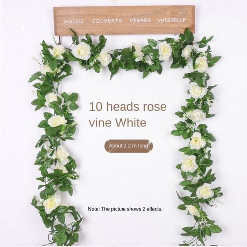Artificial Rose Rattan, Decorative Flower 1pcs 2.3m - White