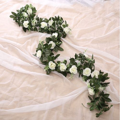Artificial Rose Rattan, Decorative Flower 1pcs 2.3m - White
