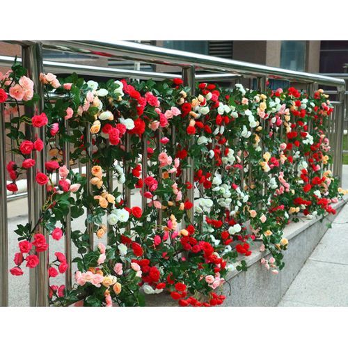 Artificial Rose Rattan, Decorative Flower 1pcs 2.3m - White