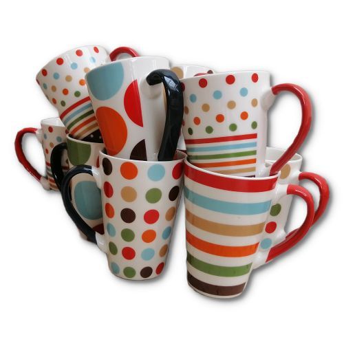 6 Pieces Of Printed Coffee Tea Cups  Mugs- MultiColours