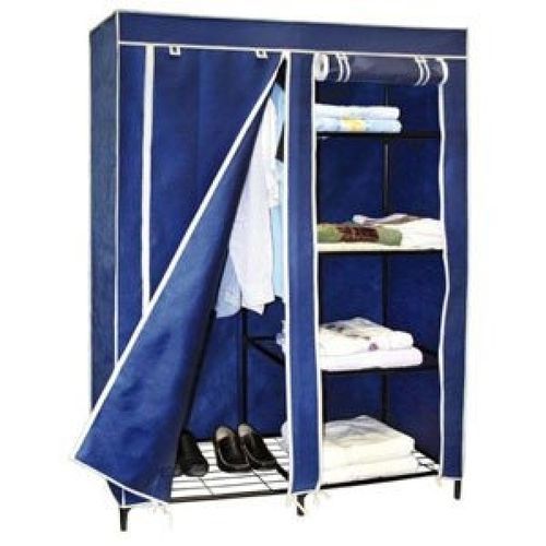 Elegance 2 Column Wooden Wardrobe, Blue - Not Assembled