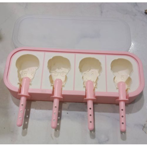 4 Pieces Ice Cube Molds For Making Kids Ice Popsicles - Multicolour