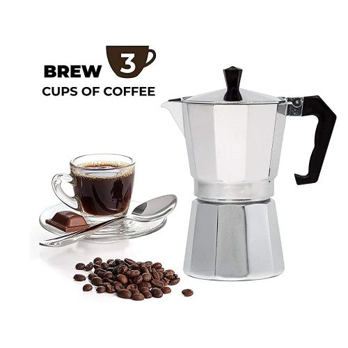 Coffee Maker Moka Pot Top Expresso Latte Stove Percolator 6 Cups 300ML  (Silver)