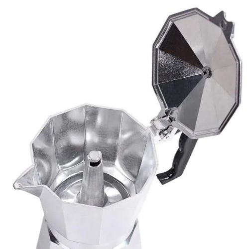 Coffee Maker Moka Pot Top Expresso Latte Stove Percolator 6 Cups 300ML  (Silver)