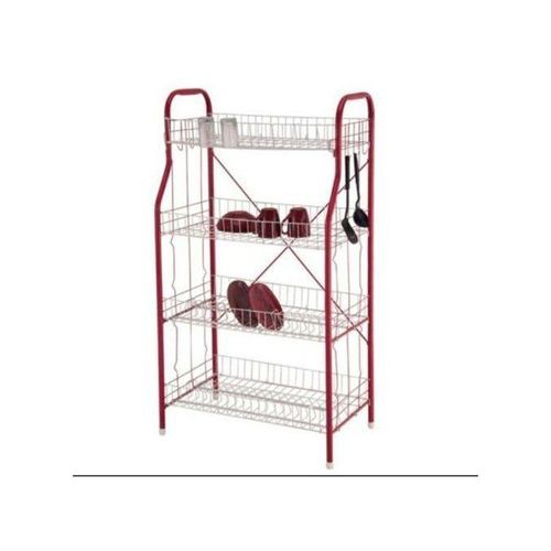 4 Tier Stainless Steel Dish Draining Storage Rack - Red, Blue
