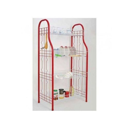 4 Tier Stainless Steel Dish Draining Storage Rack - Red, Blue