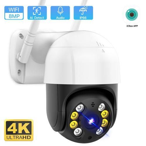 8mp 4k Hd  Camera 5mp Outdoor Icsee Wifi Camera Ptz Security Cctv Camera Ai Human Detection External Surveillance Camera H.265   Camera  AU Plug