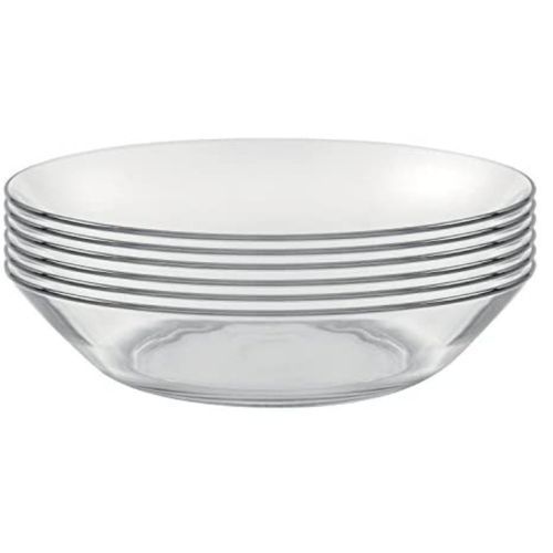 18 Pieces  Of Clear Glass Soup Plates Glass Cups And  Dinner Plates-Transparent