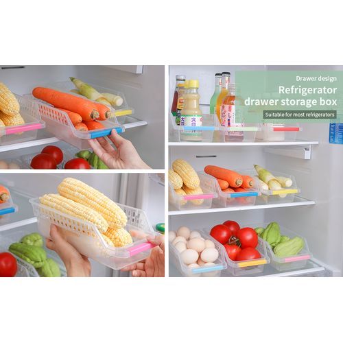 4 Pack Refrigerator Storage Organiser Box, Drawers, Pantry Container, Clear