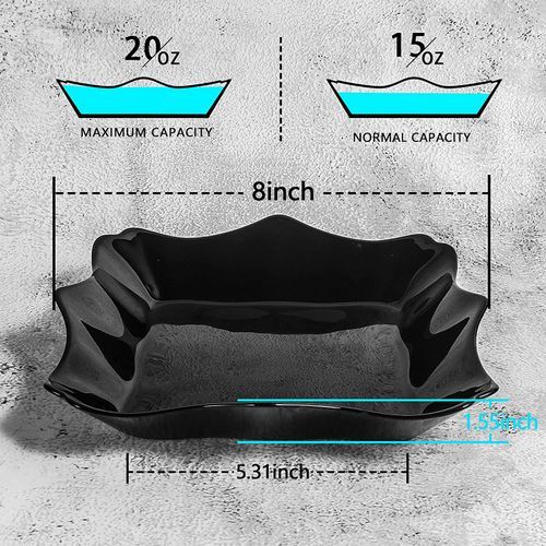 12Pcs Set Of  Elegant Ceramic Dinner Plates And Soup Bowls-Black