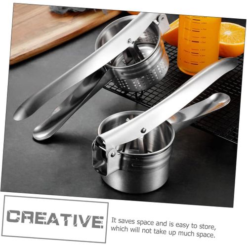 Stainless Steel Potato Masher Ricer Fruit Juicer Vegetable Press, Silver.